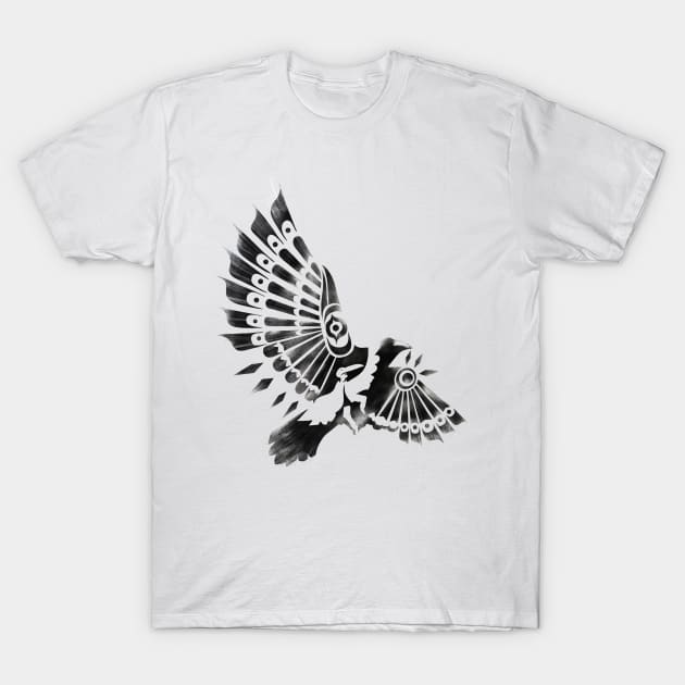 Raven Crow Shaman tribal tattoo design T-Shirt by SFDesignstudio